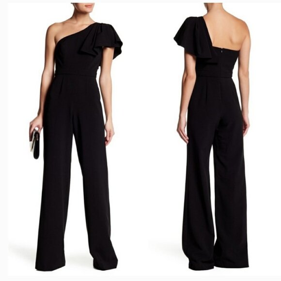 Jay Godfrey Black Hamilton One Shoulder Wide Leg Jumpsuit SIZE 0 - Picture 1 of 6